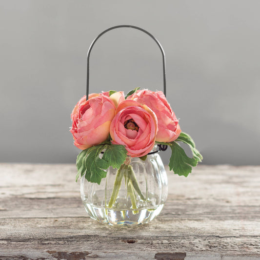 Pink Ranunculus in Glass Vase
