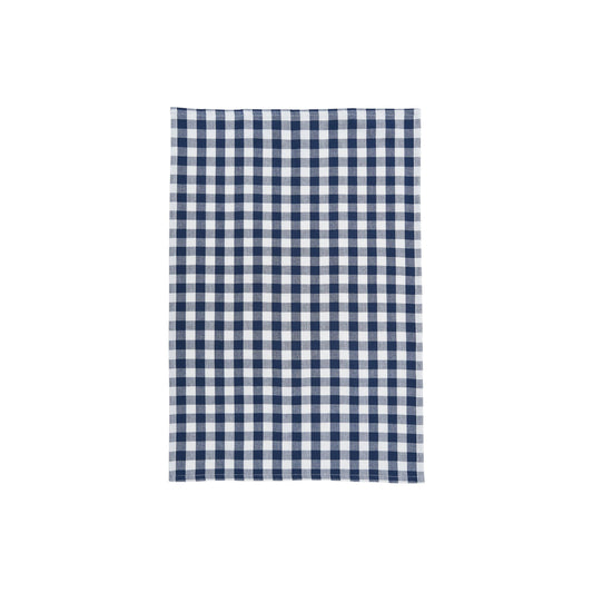 White with Red Floral accent Hemstitch & Blue Gingham Towel Set
