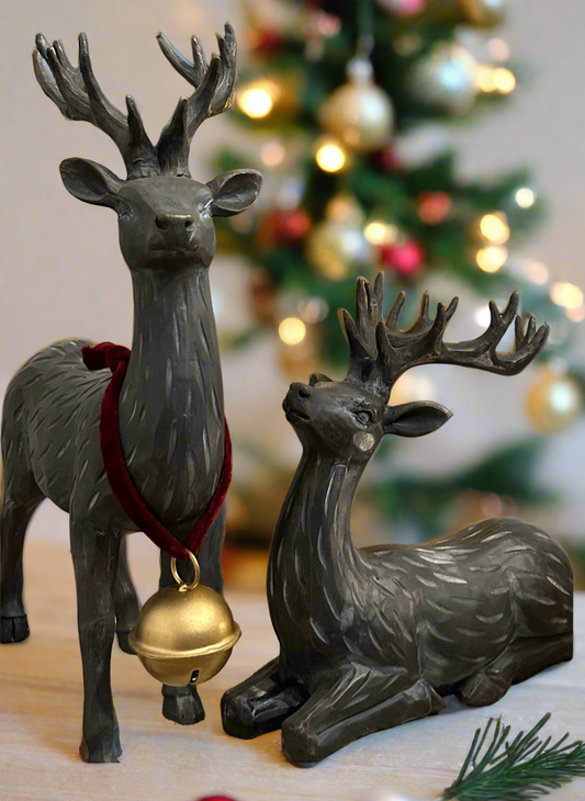 Etched Sitting Deer Christmas
