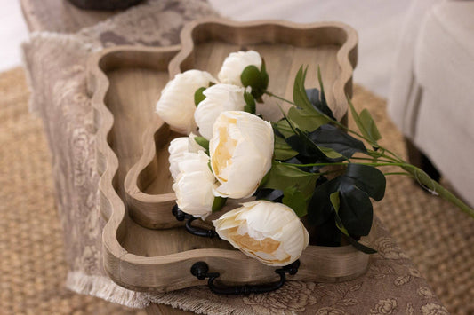 Trays - Scalloped Natural Wood (2 sizes)