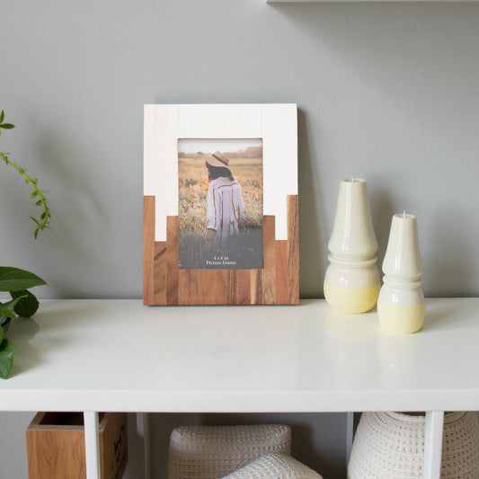 Natural/White Resin Photo Frame - 4x6in