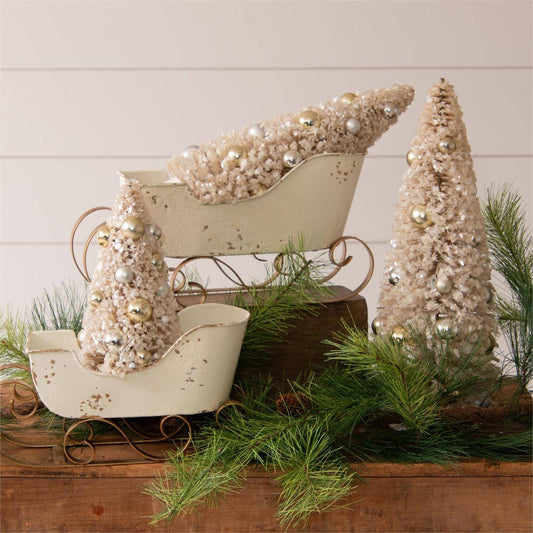 White and Gold Distressed Sleighs (2 sizes)