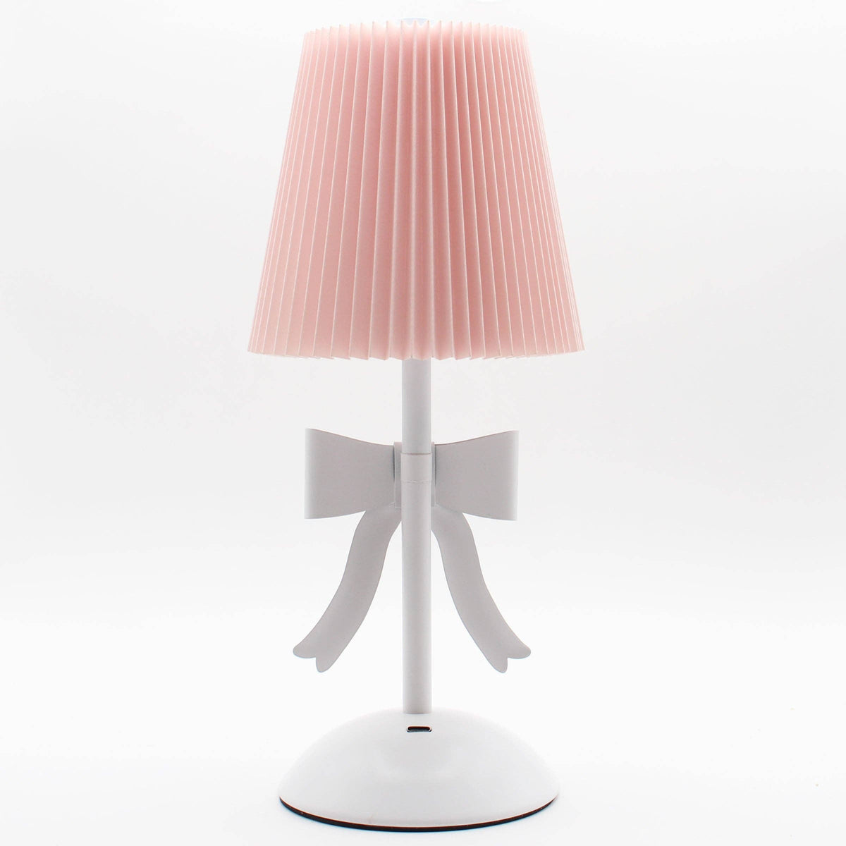 Pink & White Rechargeable Table Lamp with Bow Detail