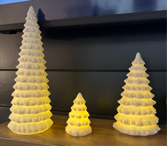 White Ceramic Led Christmas Trees (3 Sizes)