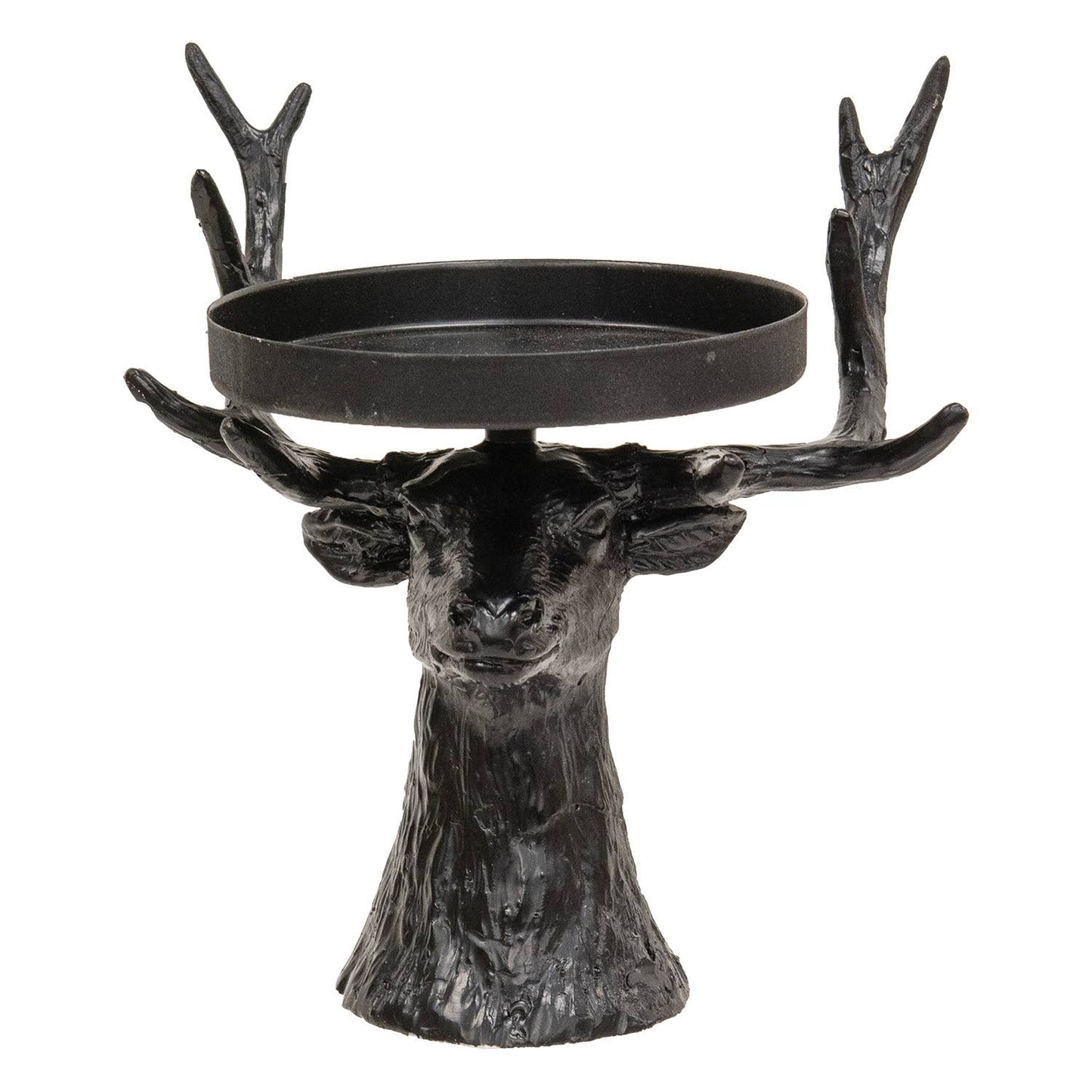 Black Metal Reindeer Pillar Candle Holder