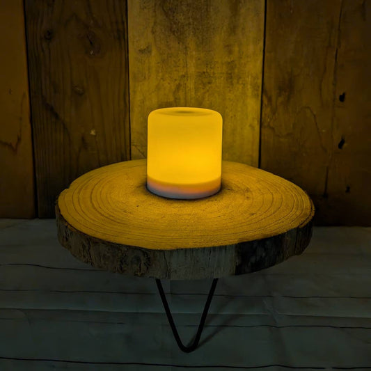 Amber LED Illusion Flame Timer Pillar Candle 3"