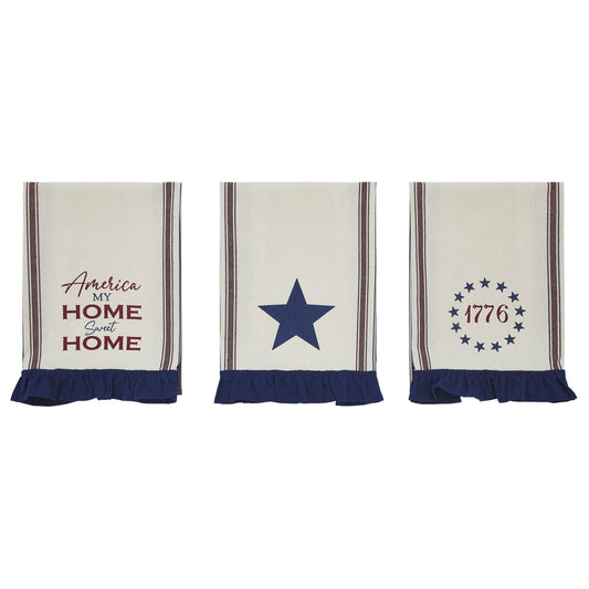 Home Sweet Home Ruffled Tea Towels (Set of 3)