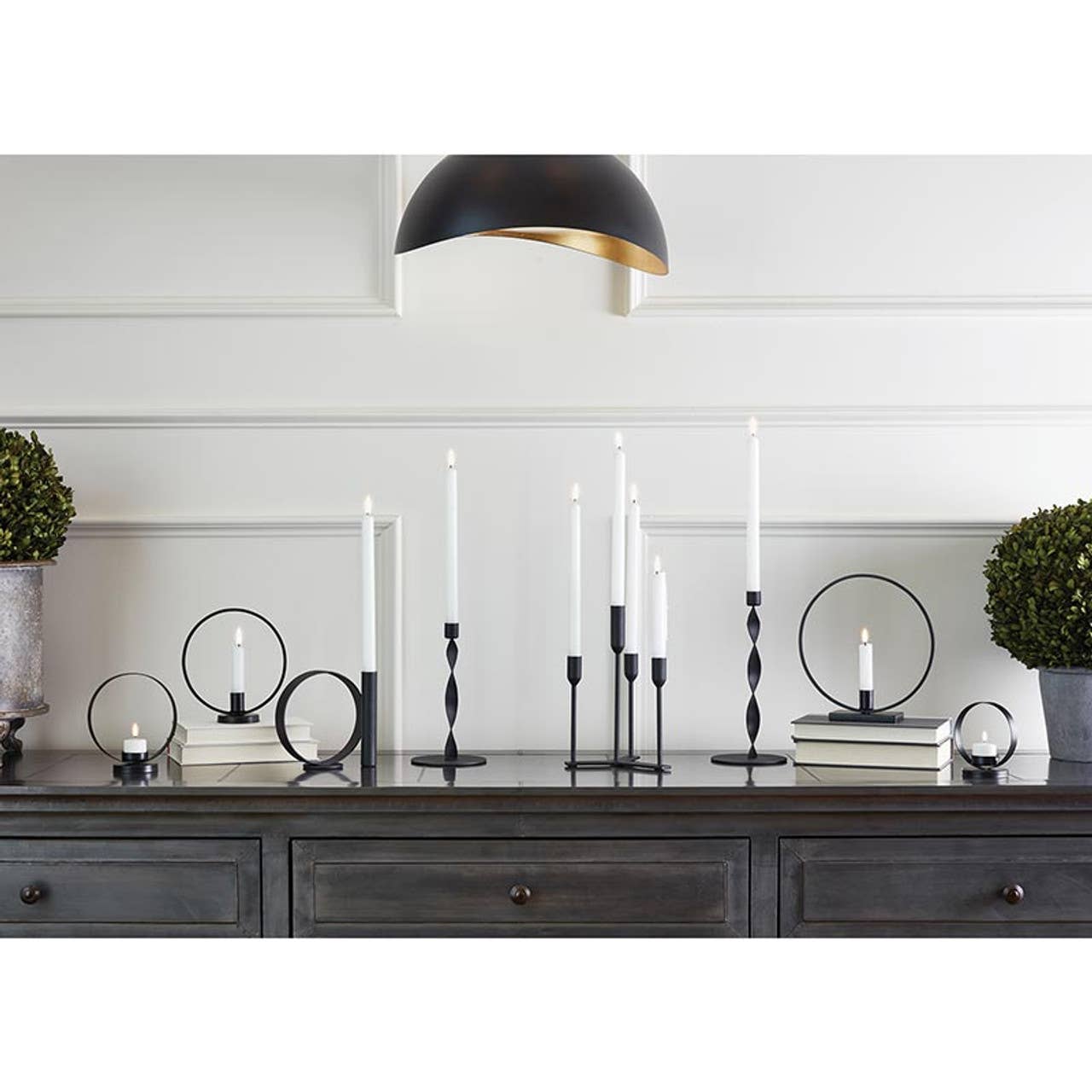 Black Round Candle Holder - Large