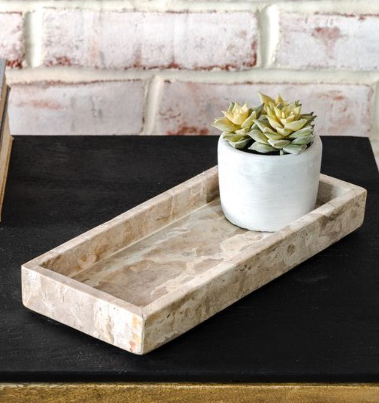 BEIGE MARBLE VANITY TRAY