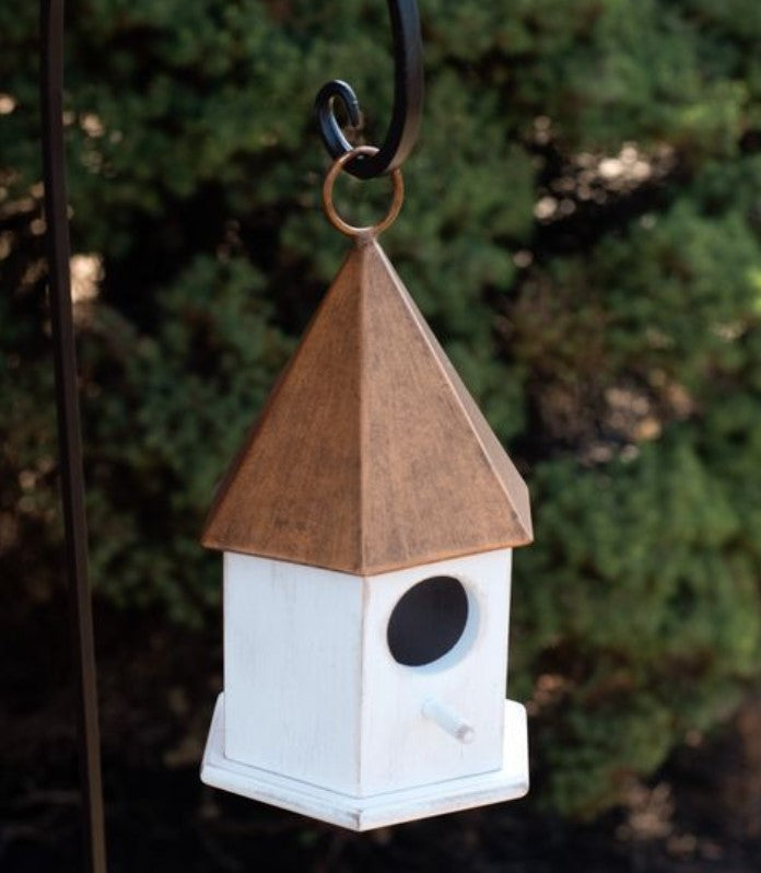 COPPER TOP WOODEN BIRDHOUSE 10.25"