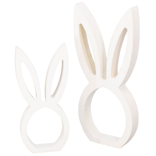 White Bunny Head Cutouts (Set of 2)