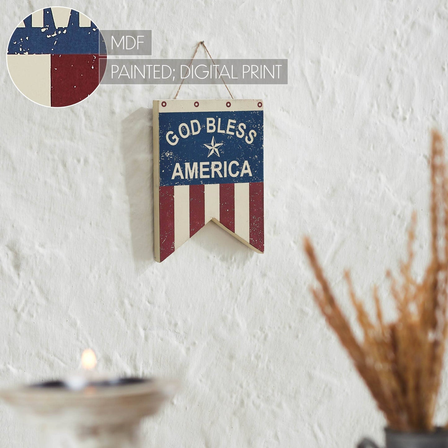 God Bless America Flag Wall Hanging 8x6