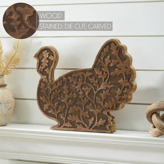 Dark Wood Carved Turkey Figurine