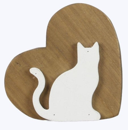 Wood Cat/Paw Heart Shape