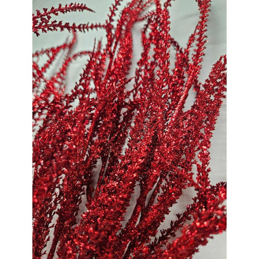 22" Red Glittered Willow Stem