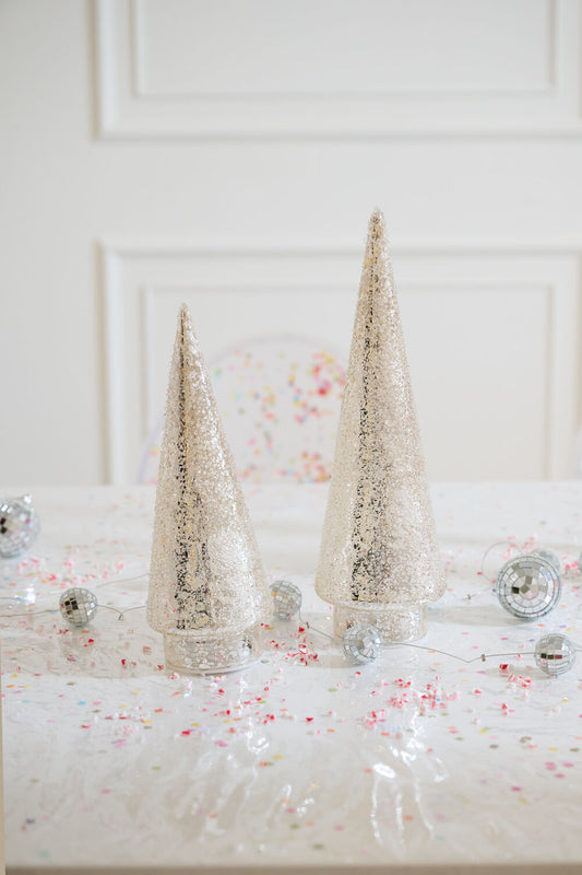 Metallic Silver Textured Trees- LED (2 Sizes)