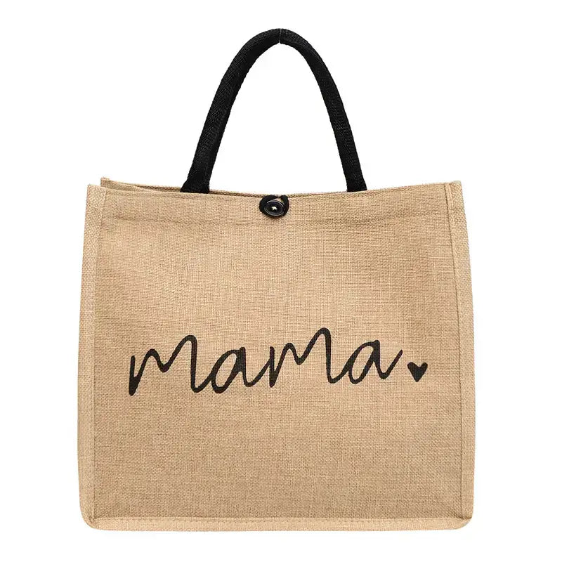 Mama Jute Canvas Tote Bag – Durable & Multi-Use Gift for Mom