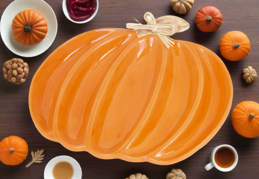 12" Long Divided Pumpkin Platter Fall