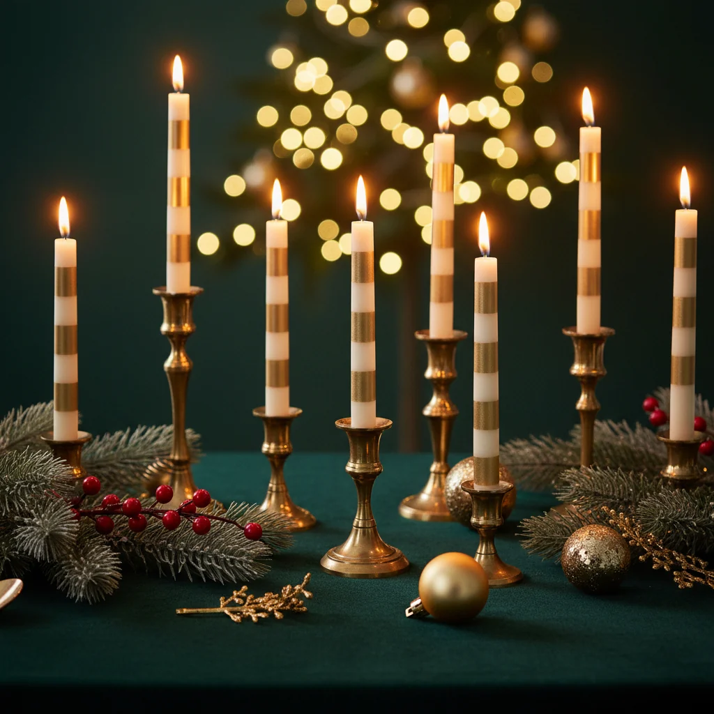Gold striped candles