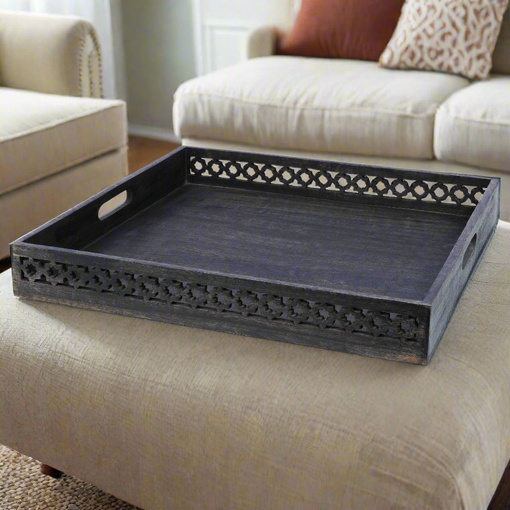 Trellis Rustic Ottoman Tray
