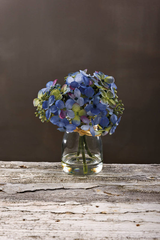 Blue Hydrangea in Glass Vase