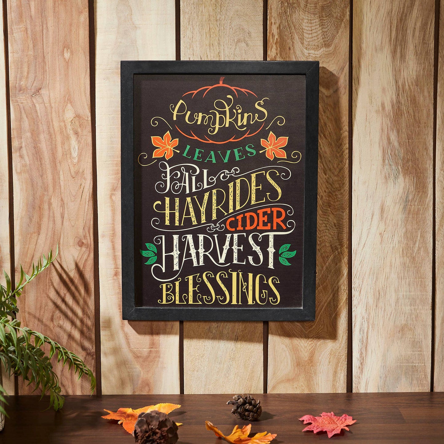 Harvest Autumn Blessings 12x16 Framed Wood Sign
