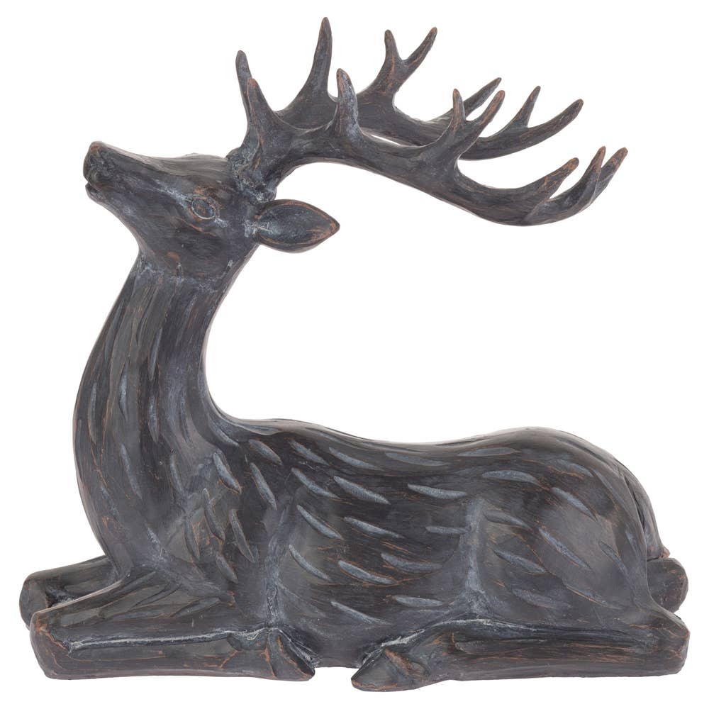 Etched Slate Sitting Deer Christmas