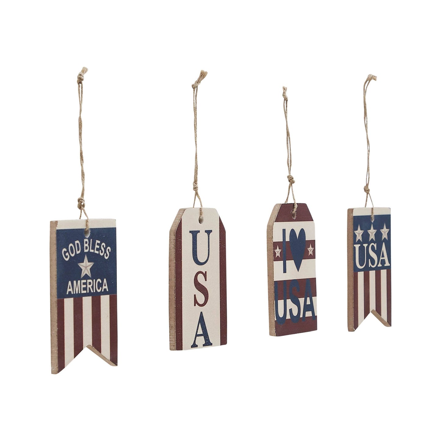 Americana USA Hanging Ornaments Set of 4 – Patriotic Decor