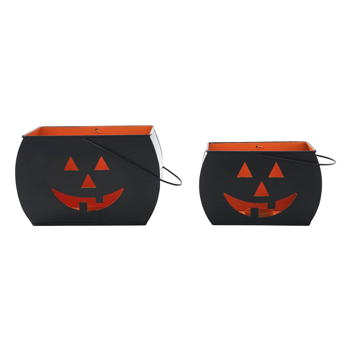 Tealight Holders/Candy Pale Trick Or Treat Black Set of 2