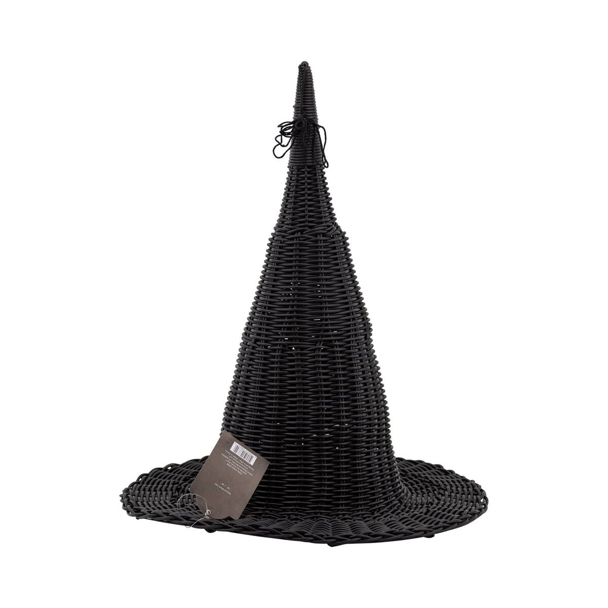 Black Witches Hat- Faux Wicker - 18"