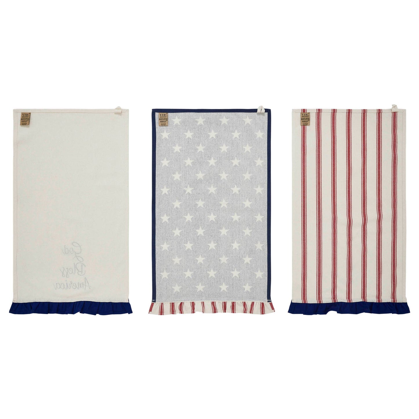 Stars & Stripes Ruffled Tea Towels (Set of 3)