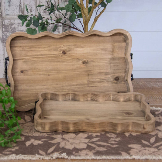 Trays - Scalloped Natural Wood (2 sizes)