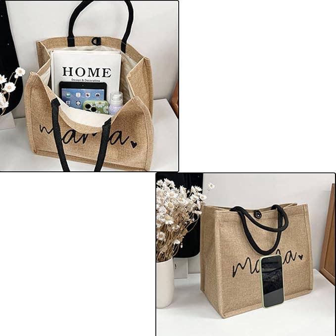 Mama Jute Canvas Tote Bag – Durable & Multi-Use Gift for Mom