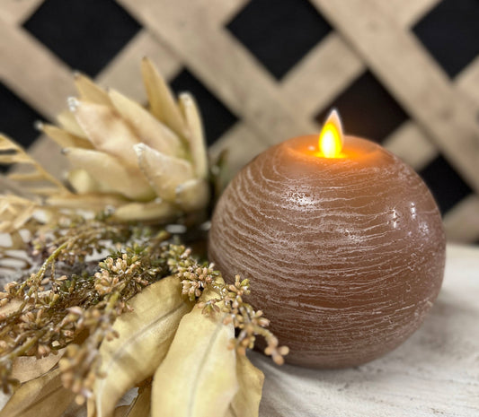 Rustic Brown Round Ball Moving Flame