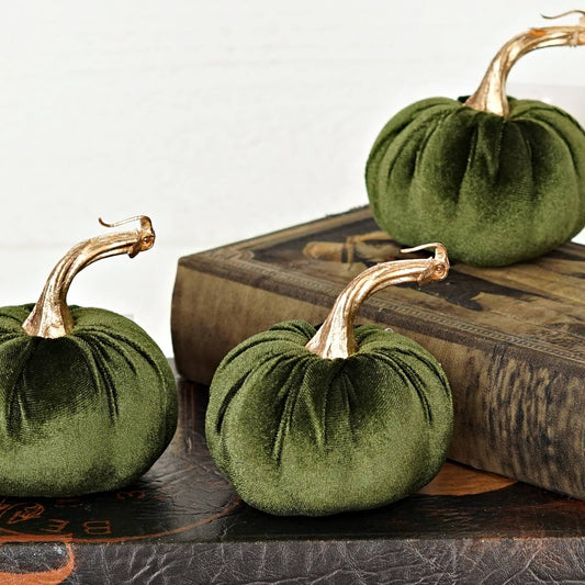 4 Inch Velvet Pumpkin w/ gold stem (multiple colors)