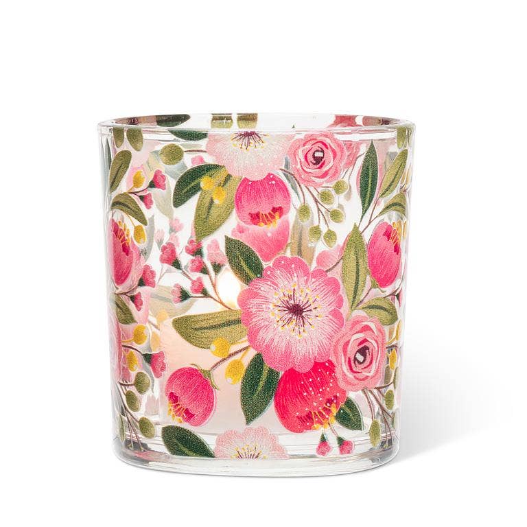 Bright Florals Votive candle holder - 3"H