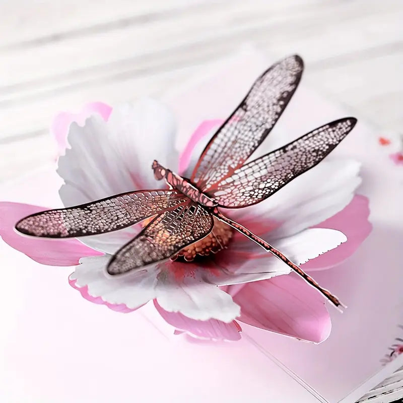 Dragonfly Cosmos Flower 3D Pop-Up Greeting Card