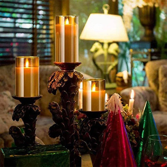 Flameless Candle 3-Piece Set (Amber)