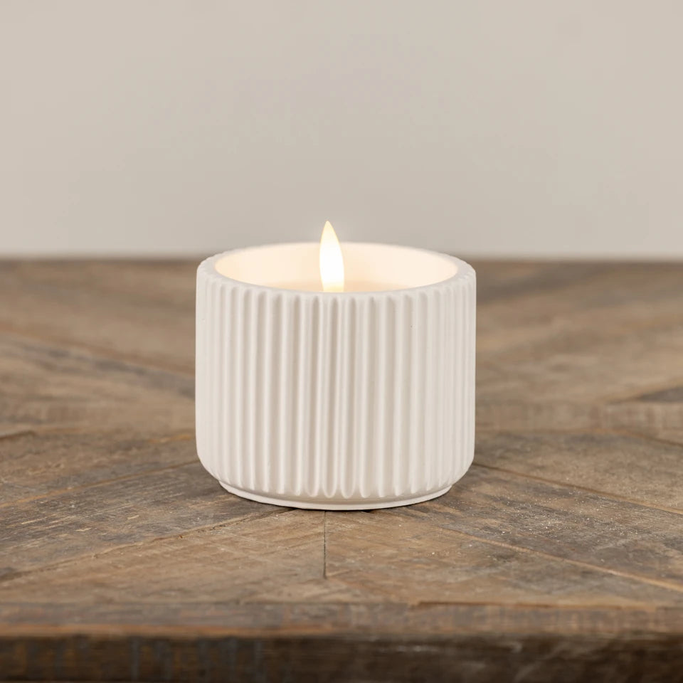 3D FLAME RIBBED CEMENT CANDLE (3 sizes)