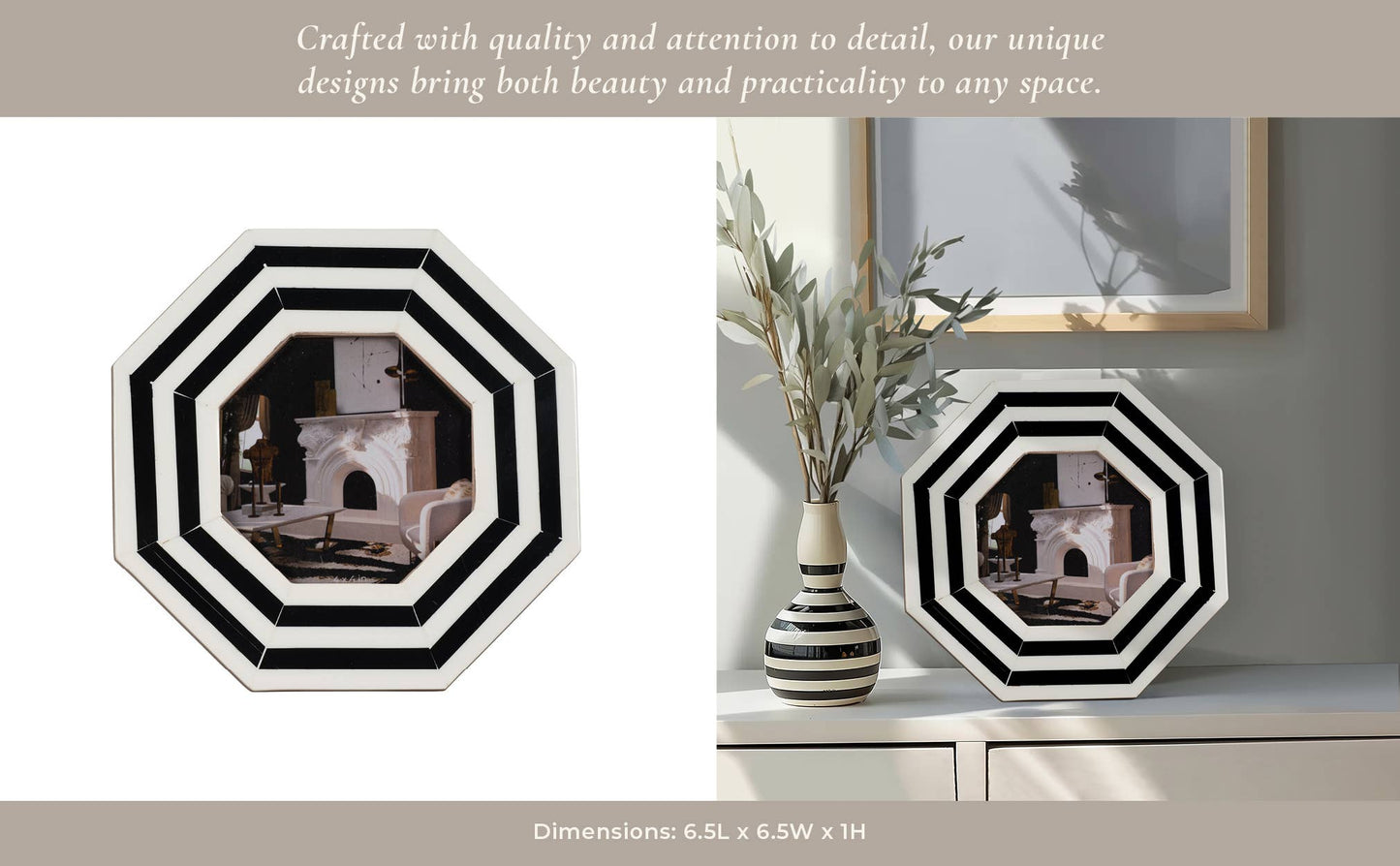 Resin Octagon Contemporary Photo Frame 4X6in
