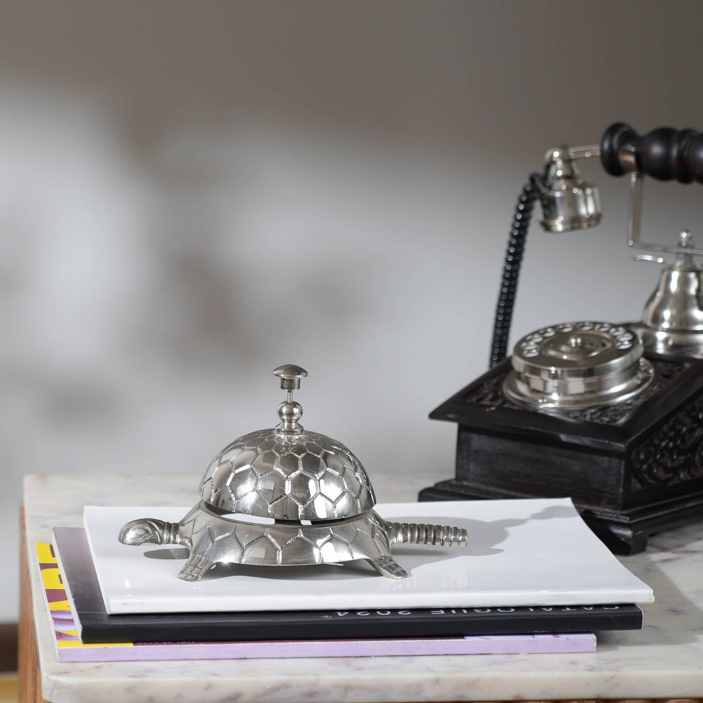 Silver Turtle Desk Bell