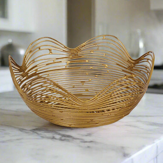 Gold Metal Scalloped Bowl - Small