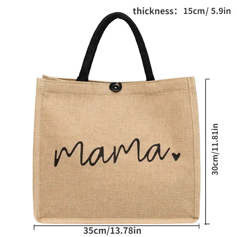 Mama Jute Canvas Tote Bag – Durable & Multi-Use Gift for Mom