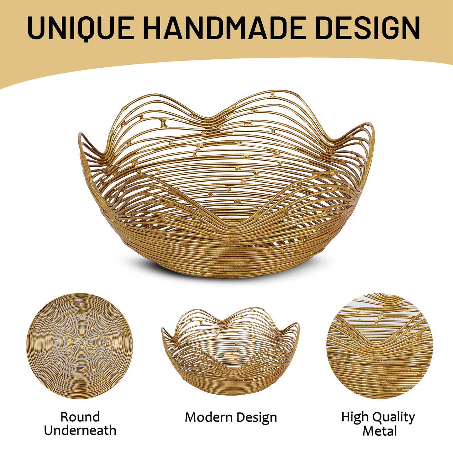 Gold Metal Scalloped Bowl - Small