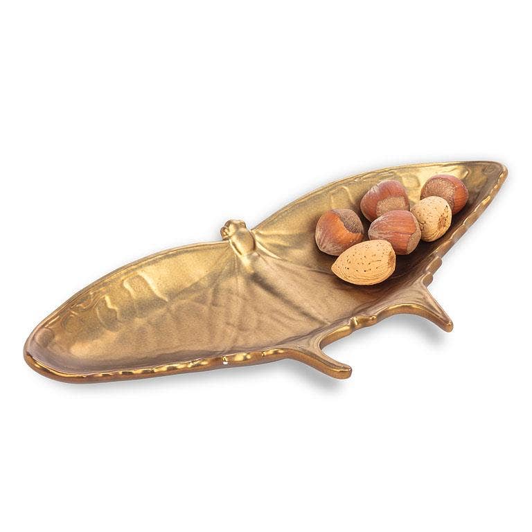 Wide Butterfly Dish - Gold - 9.5"W