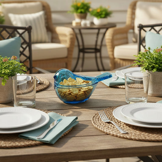 Eastern Bluebird Covered Glass Dish
