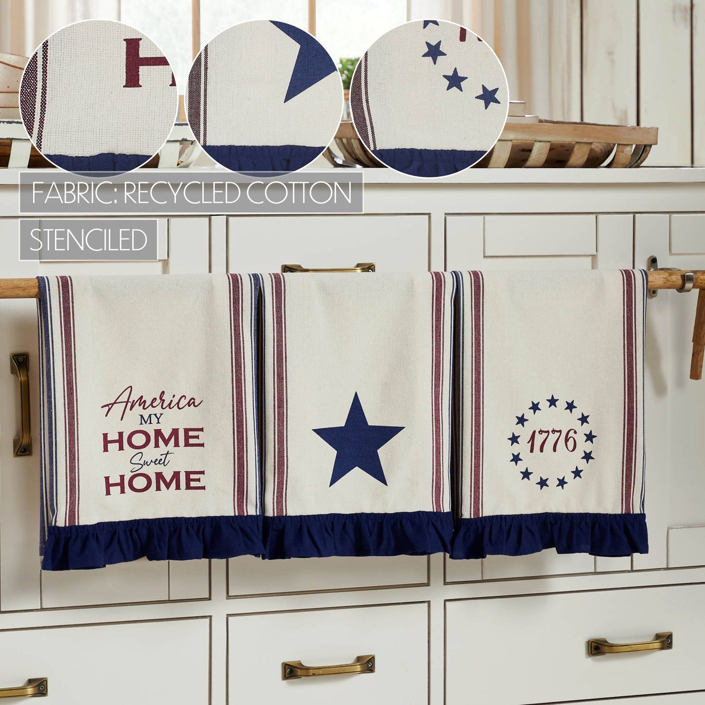 Home Sweet Home Ruffled Tea Towels (Set of 3)
