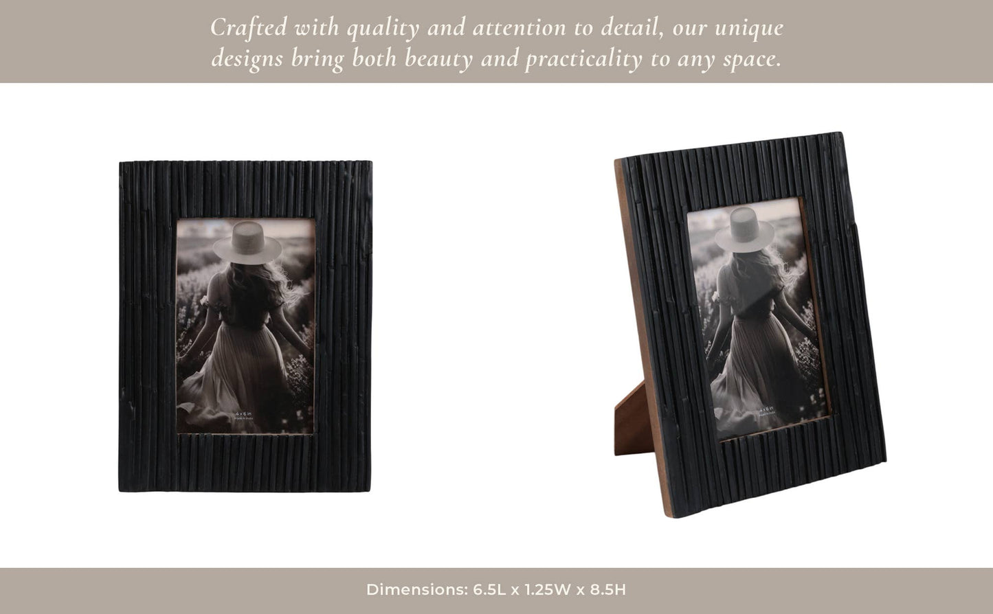Black Contemporary Wood/ Resin Jagged Photo Frame - 4x6"