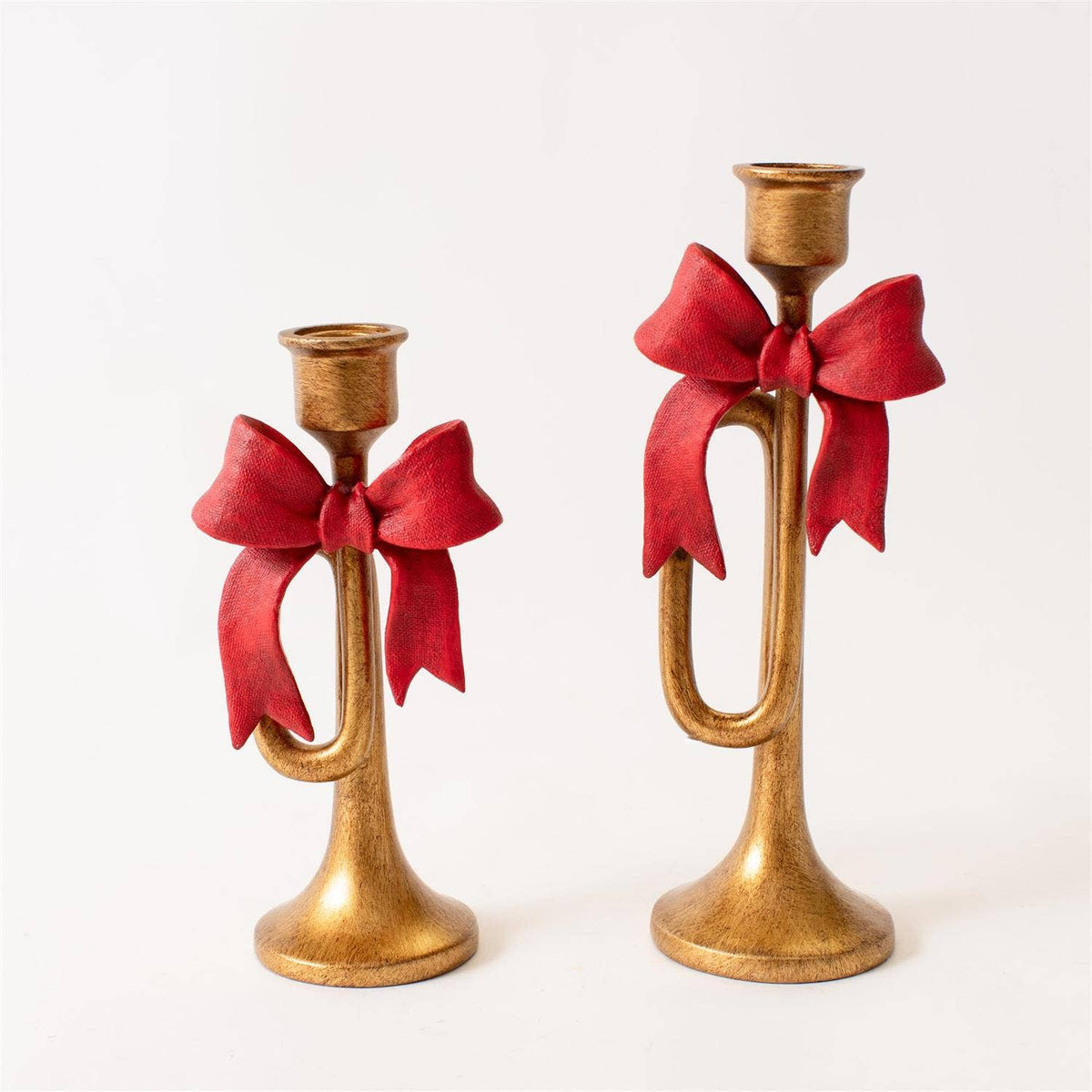 Holiday Bugle Candle Holders (Set of 2)
