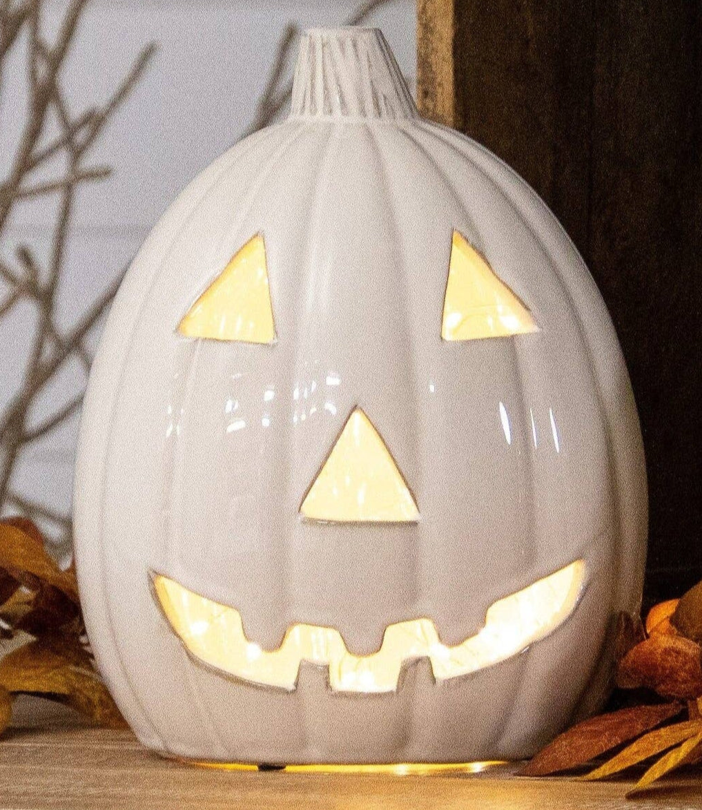 Chic White Ceramic Jack-O'-Lantern 🎃 ( 2 sizes)
